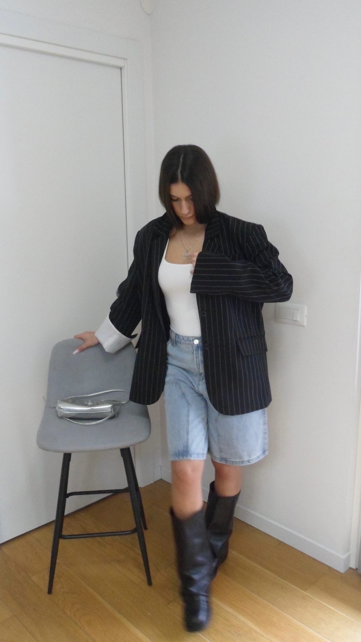 Blazer Over Gessato - Black