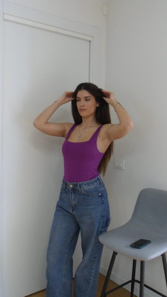 Body Scollo Squadrato - Viola