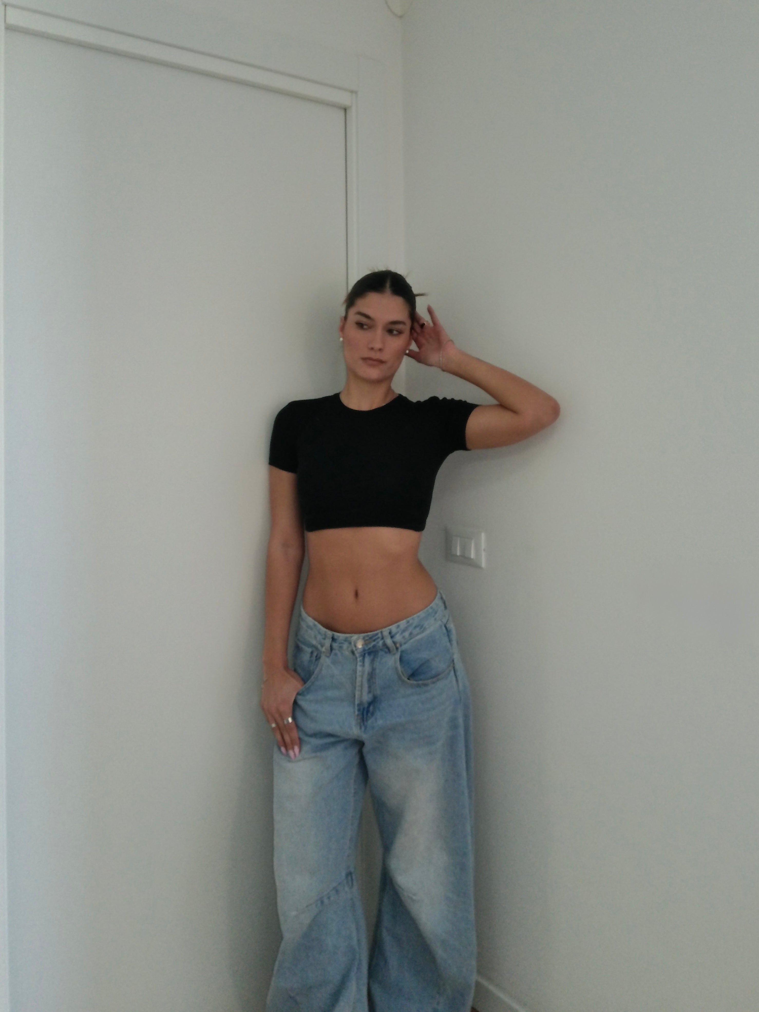 T-Shirt Crop Lumina - Black