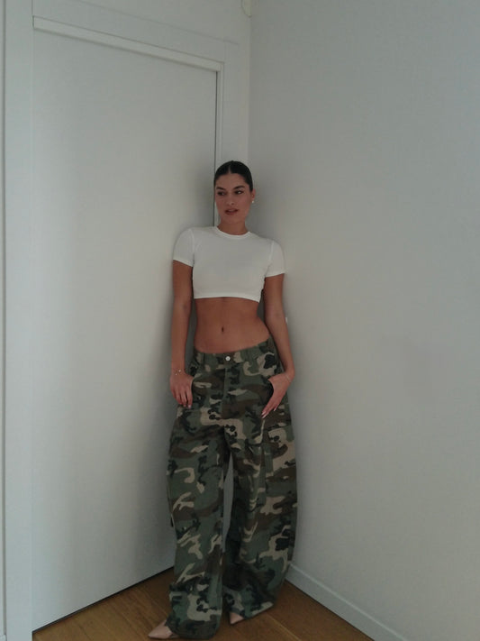 T-Shirt Crop Lumina - White