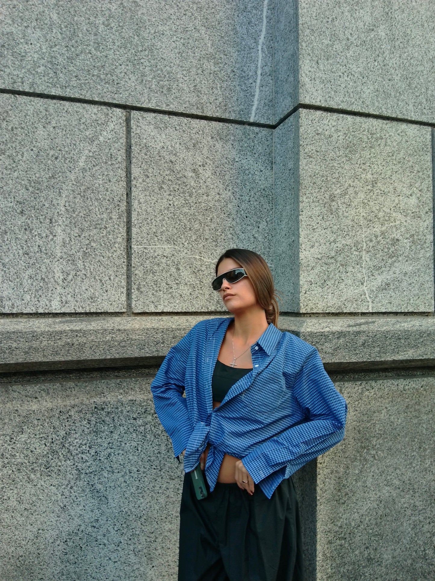 Camicia a Quadri - Celeste