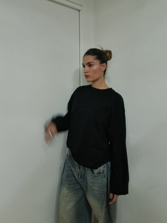 T-Shirt Basic Maniche Lunghe - Black