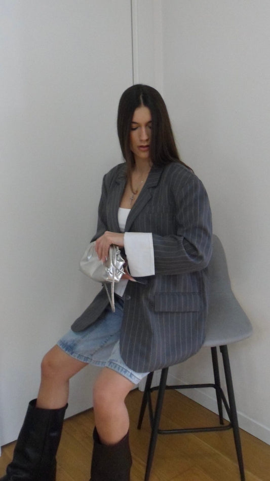 Blazer Over Gessato - Grey