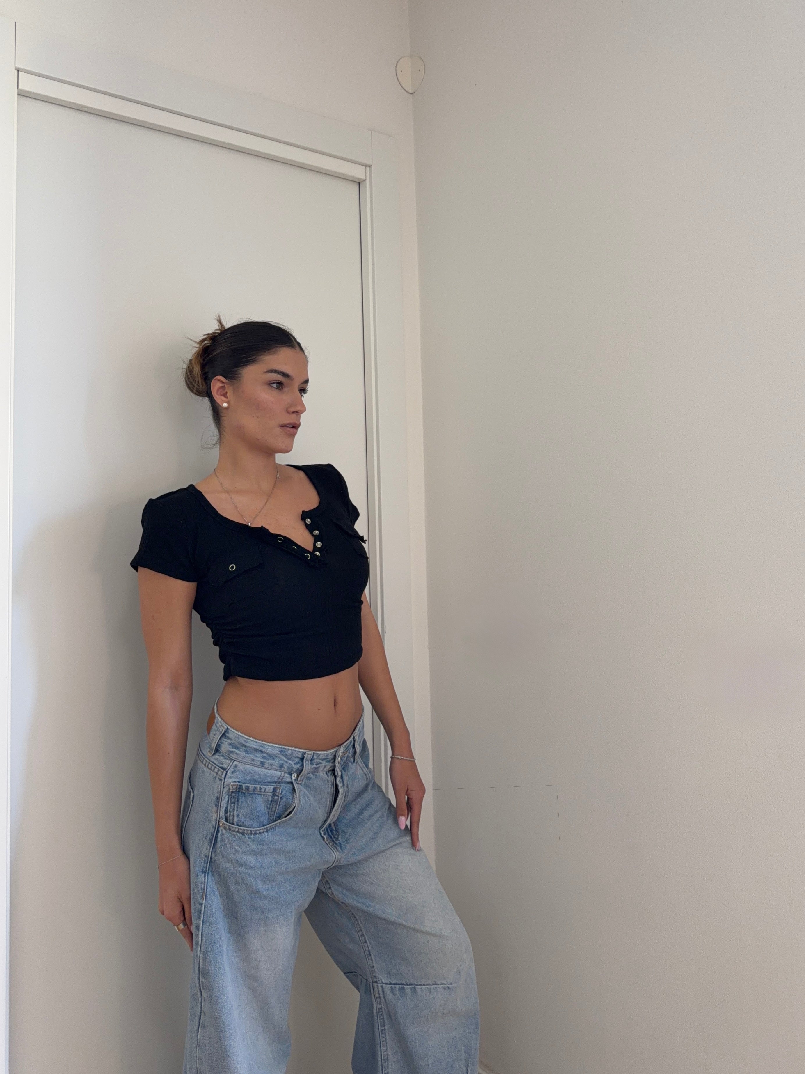 T-Shirt Bottoncini - Black