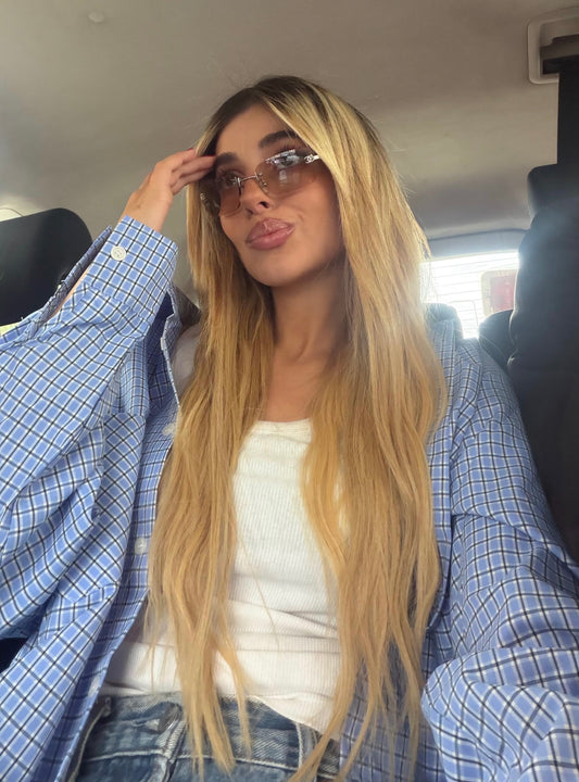 Camicia Quadri Piccoli - Sky Blue