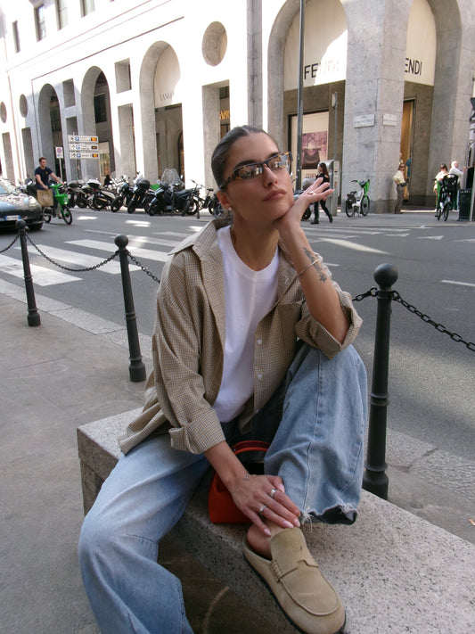 Camicia Quadri Piccoli - Beige